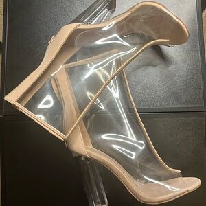 Clear and Nude Chunky Heel